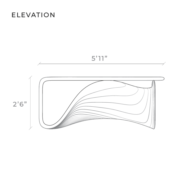 LOOP twisted table, diagram 1, front elevation