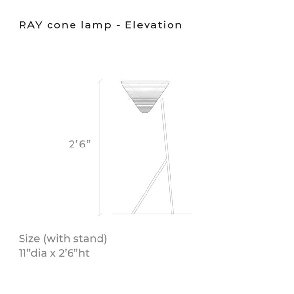 RAY funnel lamp, elevation, diagram 3