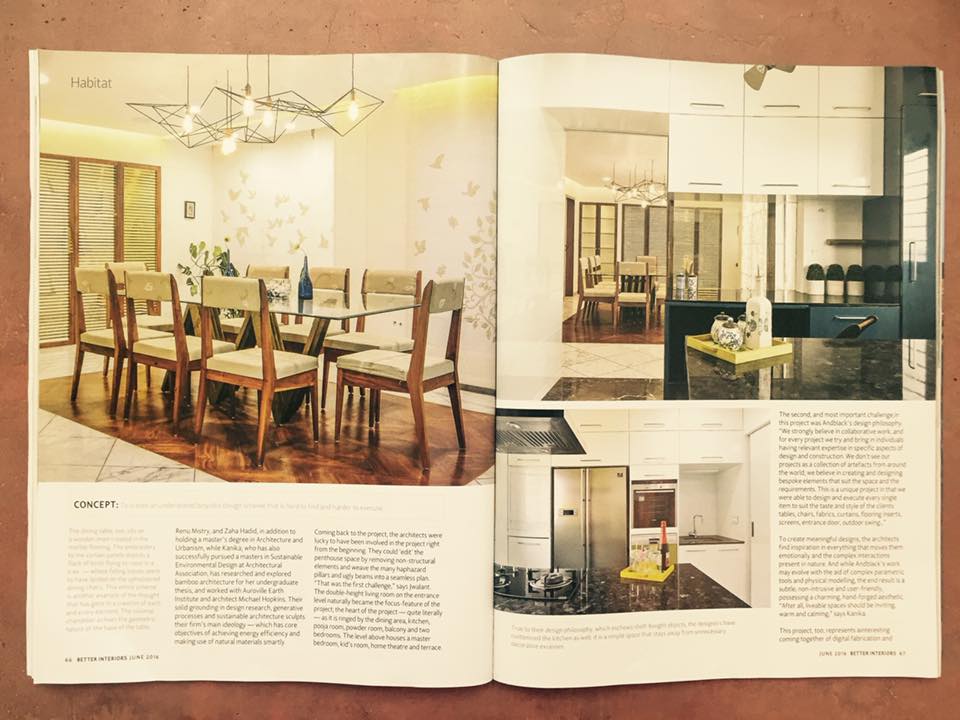 Dining and Kitchen interiors for anmi penthouse featured in Better Interiors, page 3