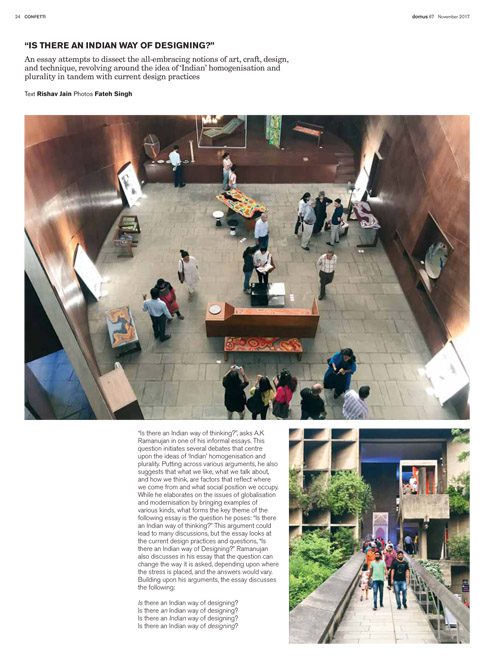 Indian Contemporary Design story by Domus India, 2017 -page 1
