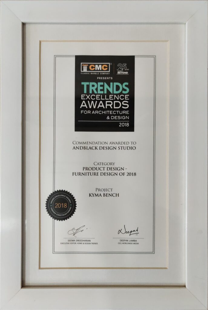 andblack design studio receives the Furniture Design of 2018 title at the Trends Excellence Awards